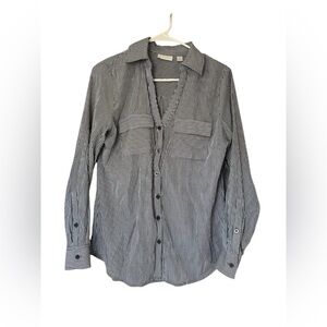 New York and Company Striped Button-Up Shirt